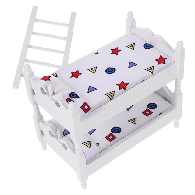 DOLL HOUSE ACCESSORY Miniature Bunk Bed Model Wooden Mini Bunk Bed Mini