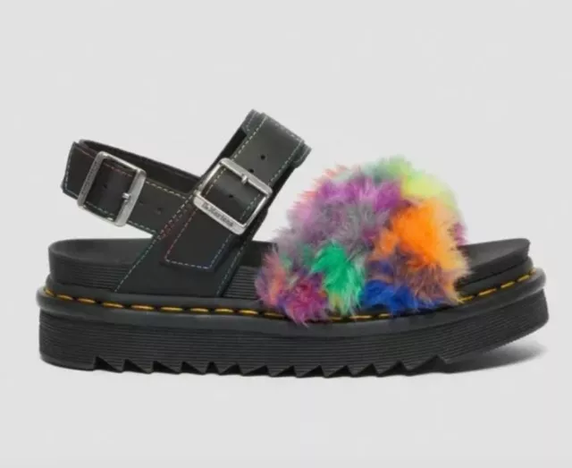 Dr. Martens VOSS II Fluffy Faux Fur Strap Sandals, Size  UK3/US 5