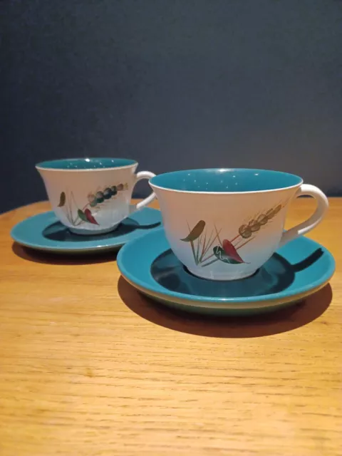 2 x DENBY GREENWHEAT  TEA CUP & SAUCER