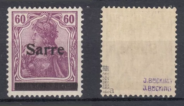 SAARGEBIET MiNr. 14 a I (1920) postfrisch/** BPP geprüft - € 750