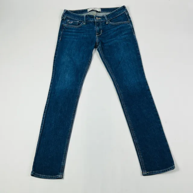 Hollister Skinny Low Rise Womens Jeans Size 5S Blue Stretch Dark Wash