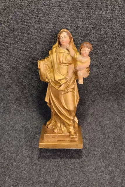 Belle Statue Vierge Bois Polychrome 18e France/ Italie