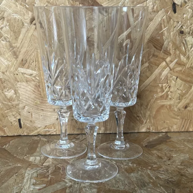 3 x Vintage Cut Crystal Glass Champagne Prosecco Wine Glasses Flute 17cm