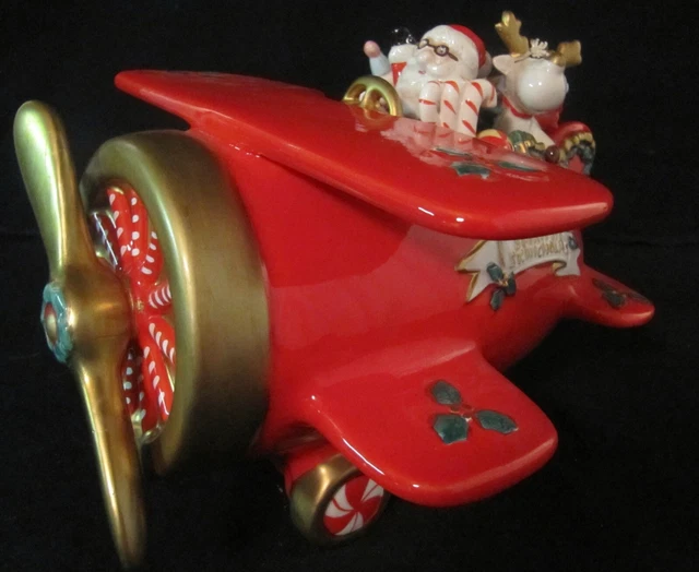 VINTAGE FITZ AND Floyd Spirit of St Nicholas Airplane Cookie Jar Santa