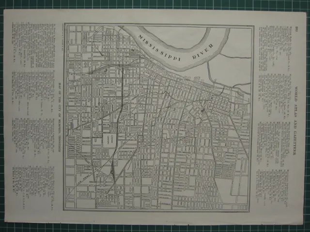1926 Map ~ Memphis City Plan Tennesse Railway Station Gaston Park