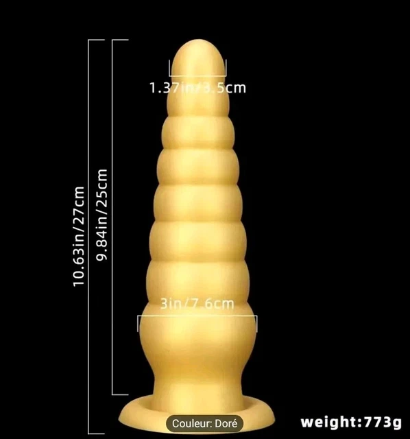 Plug Anal Progressif Avec Ventouse - Taille 50/60/70mm - Longueur 19,5 Cm - Silicone Noir - Sextoy Unisexe Neuf