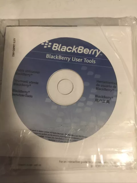 BlackBerry User Tools 2006 Research in Motion CD - Manual Sealed