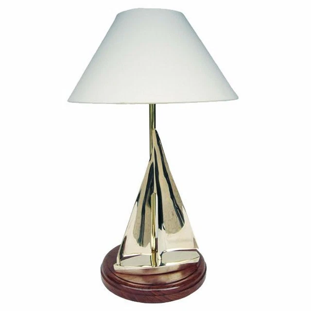 Tischlampe, Segelyacht Lampe, Lampe mit Segelyacht, Schirm Leuchte Messing 60 cm