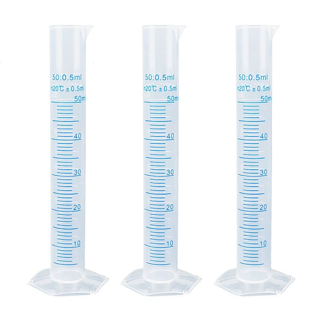 Measuring Cylinder, 3-Pack Transparent Graduated Test Tube Plastic L...