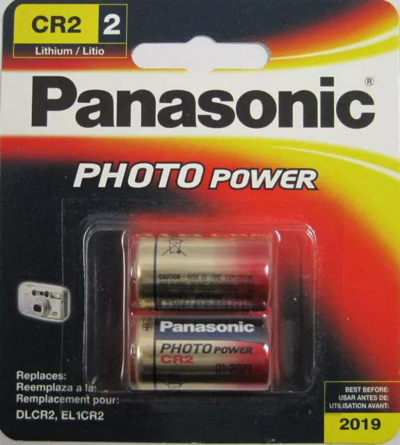 2 Pk Panasonic CR2 3v Lithium Photo Batteries  EXP 2019