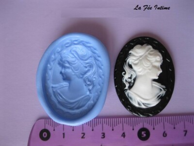 moule silicone à fimo plâtre résine scrap camée camé lapin 2.5/1.8cm 131 
