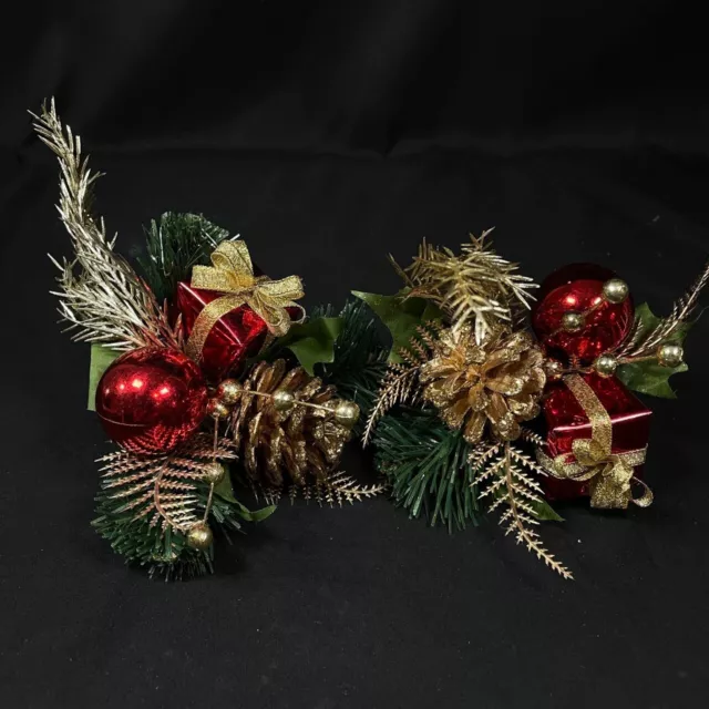 Artificial Christmas Picks Decoration Gold Gift Pine Cone Pine Bunch Leaf 2  pc
