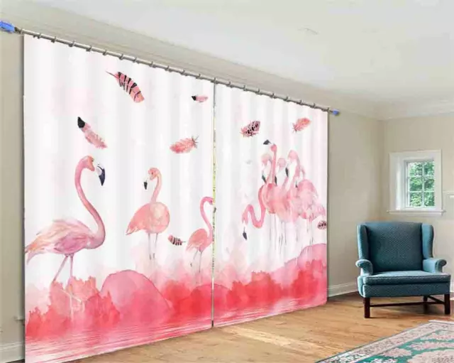 Pretty Pink Nice Bird 3D Curtain Blockout Photo Printing Curtains Drape Fabric