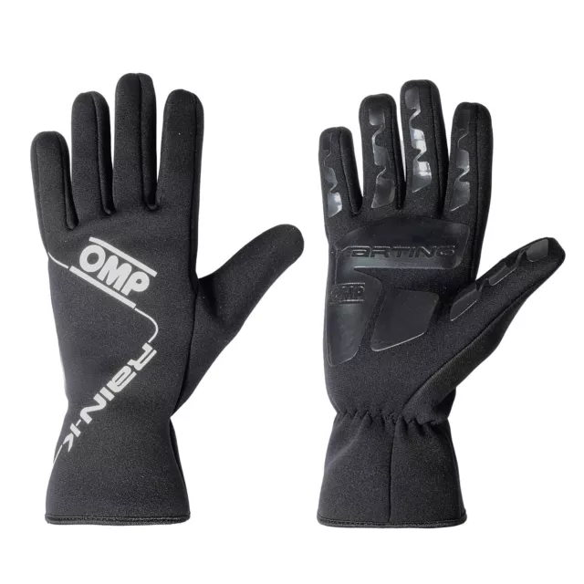 OMP Rain K Nasswetter Kart Handschuhe (schwarz) - rutschfeste Palme, elastisch