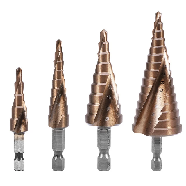 Step Drill Bit Cobalt M35 Spiral Cone Size 4-20mm Triangle Anti-slip shank -VAT