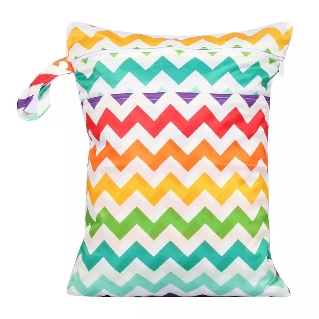 Reusable cloth nappy diaper wet swimmer double zipper bag 5