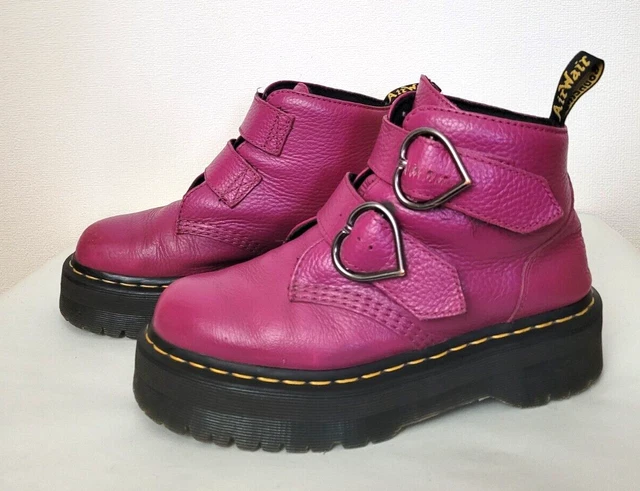 Bottes Dr Martens Devon à 2 Boucles Fuchsia - Cuir Véritable, Talon Moyen, Taille Classique