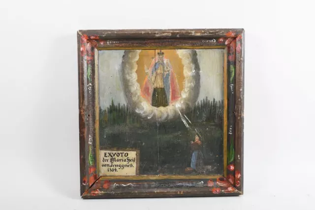 M56L13- Votivbild Ex Voto, Maria Heiß von Lenggries 1864