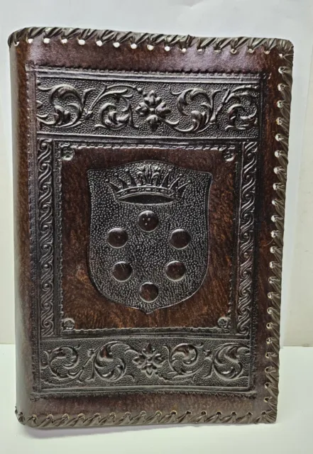 Antique Vintage Leather Book Journal Cover Embossed Tooled Excellent Plus Condit