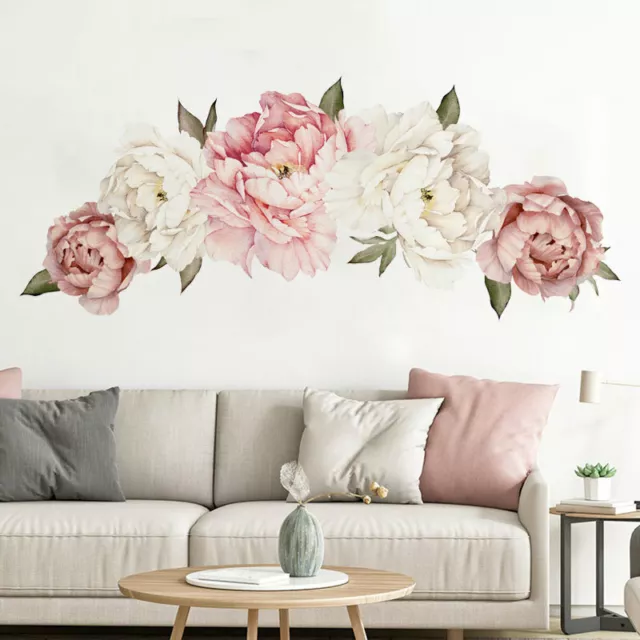 ADESIVI DA PARETE fiori rosa peonia decorazione soggiorno casa decalcomania da  parete EUR 9,17 - PicClick IT