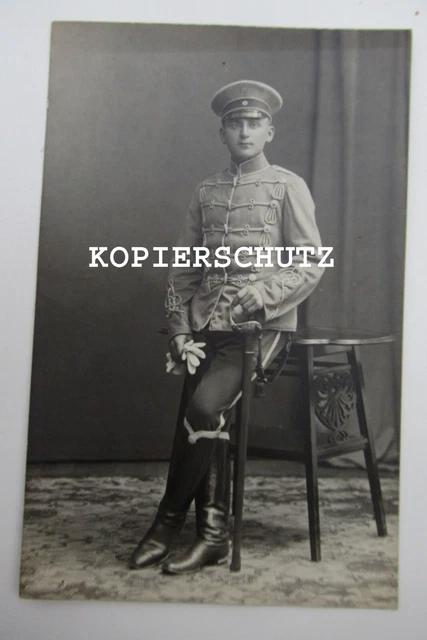 Altes Portrait Foto Husar / Husaren Regiment mit Säbel (2)