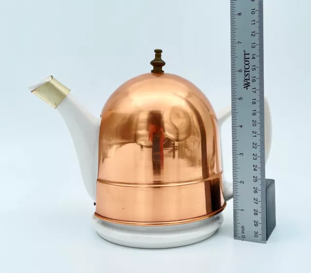 Vintage Baker Heart Stuart Porcelain Teapot with Insulated Copper Cozy Cover