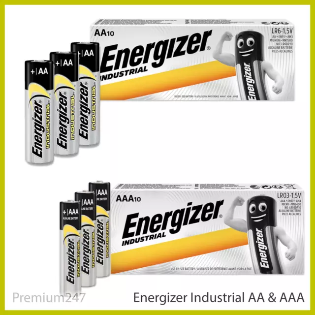 ENERGIZER INDUSTRIAL AA & AAA ALKALINE BATTERIES LR03 LR6 Longest Expiry UK