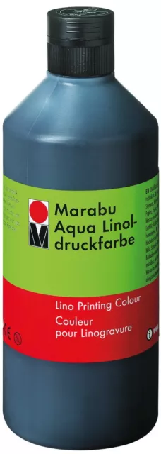 Marabu Aqua-Linoldruckfarbe schwarz 500 ml Linol - Farbe # 1514.3093