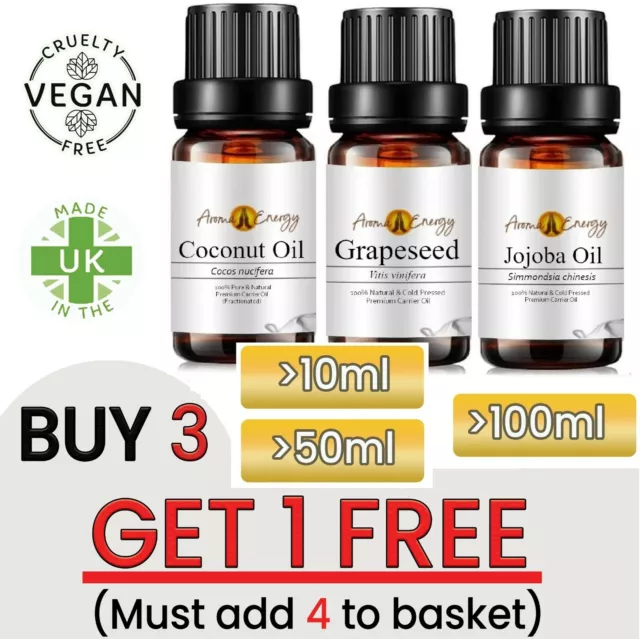 Natural Carrier Base Oil - Pure Aromatherapy Oils Massage Oils Vegan