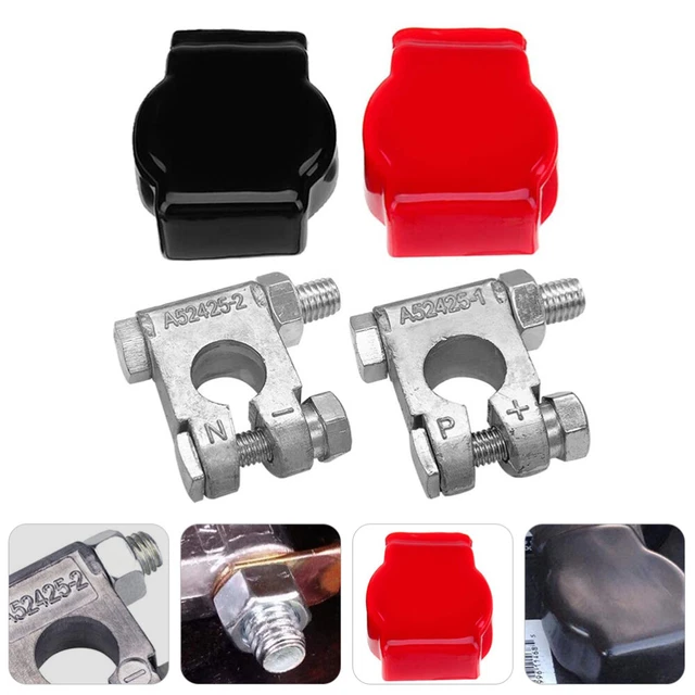 Bornes De Batterie Voiture Rouge Et Noir - Cosse Cuivre Avec Rondelles Pour 12V/24V