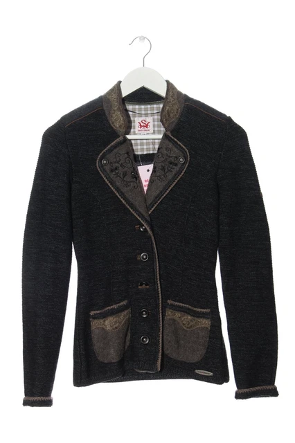 Pullover tradizionale Spieth & Wensky donna taglia DE 34 nero-lana bianco-grigio chiaro