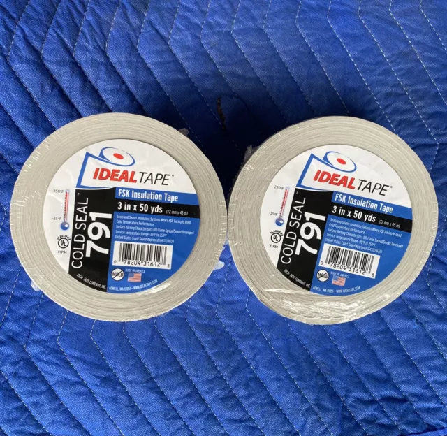 Lot Of 2 Ideal Tape FSK Cold Seal 791 Insulation Tape 3" X 50yds Brand New