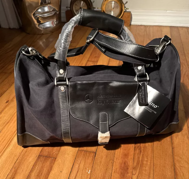 MERCEDES BENZ FINANCIAL Black Leather Bellino Briefcase Duffel Bag