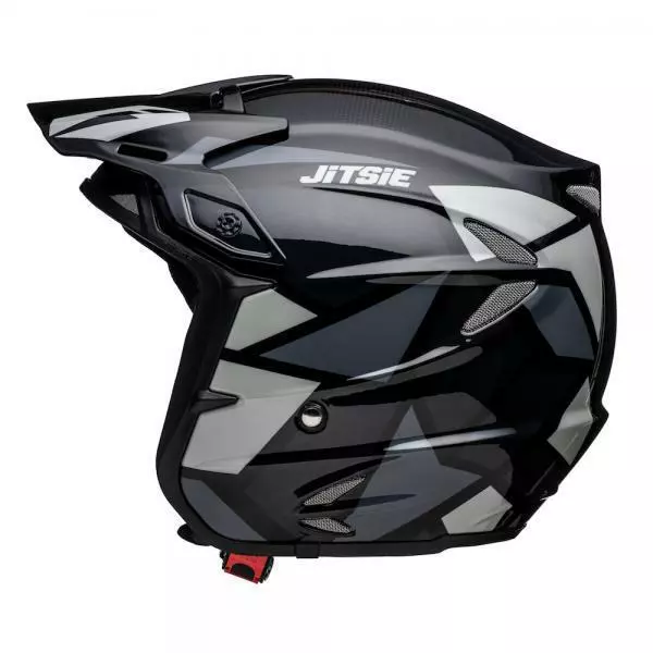 NEW Jitsie HT2 Kozmoz Fibreglass Trials Open Face Helmet - Black / Silver