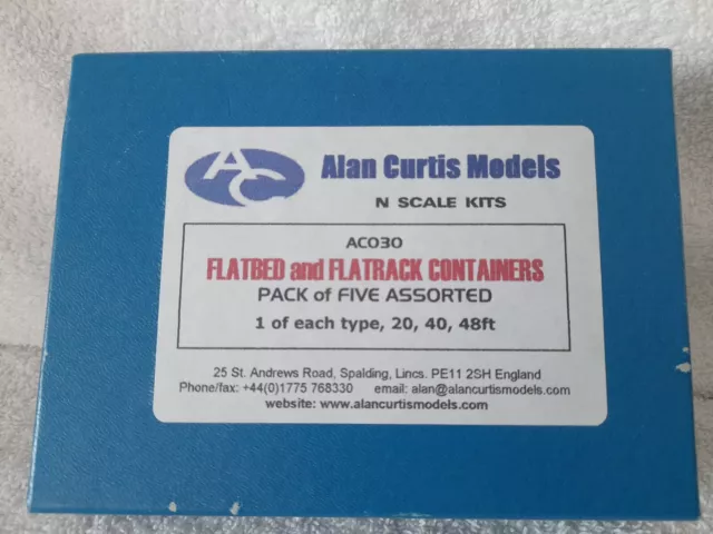 Alan Curtis Models N Gauge Scale Kit AC030 Flatbed & Flatrack Containers 5 Pack