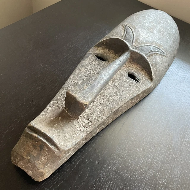 LARGE 24” Old African Fang Ngil Carved Wooden Mask Tribal Face Sculpture Art WOW