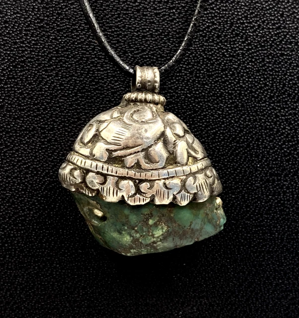 Vintage Argento Sterling Vecchio Turchese Ciondolo