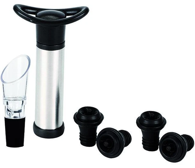 AUROAY Pompe à Vide Vin + 10 Bouchons + Coupe-Capsule & Verseur Aérateur - Kit Complet 1+13