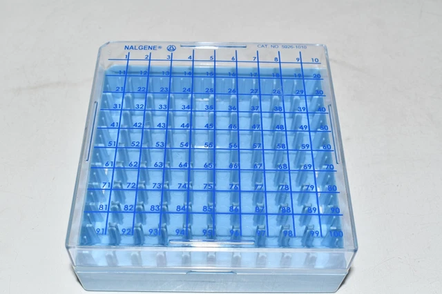 NALGENE Plastic CryoBox SYSTEM 100 Vial Container 133 x 133 x 52mm Blue 5026-101