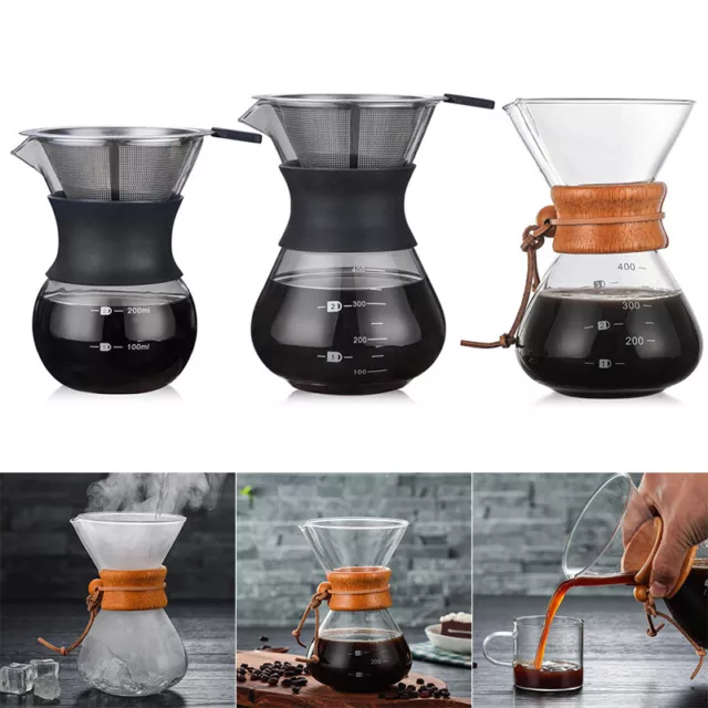Manual Coffee Dripper Brewer with Borosilicate Glass Pour Over Coffee Maker New 2