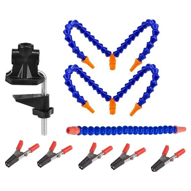 Table clamp soldering station with 5 flexible arms soldering piston holder PCB welding rep D1P7