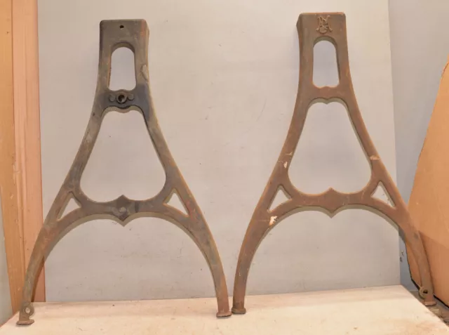 2 antique NM Co Barnes patent lathe legs cast iron table desk base collectible 2 antique NM Co Barnes patent lathe legs cast iron table desk base collectible
