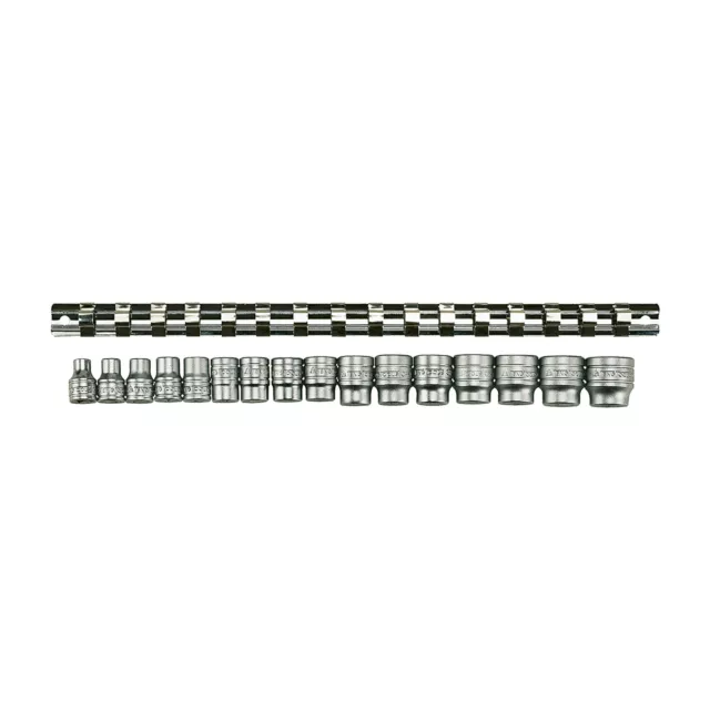 Teng Tools M3816 - 16 Piece 3/8 inch Drive Regular Socket Set Clip Rail