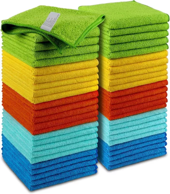 Microfiber Cleaning Cloth Set of 50 Towel Rag Car Polishing Detailing No-Scratch