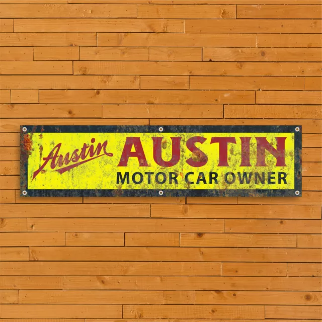 Austin Auto Logo Vintage Stil PVC Banner - Garage Werkstatt Mankave Schild - Retro