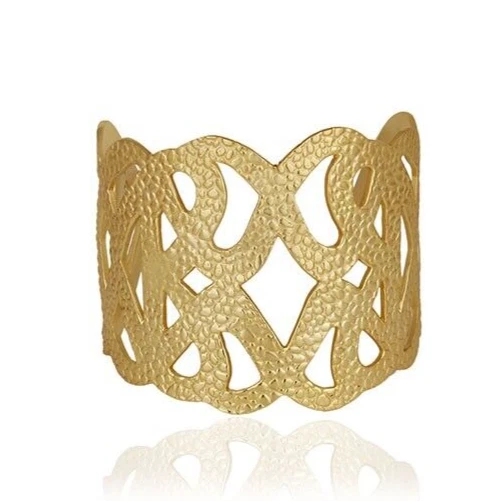 Gold Dotted Band Spiral Infinity Open Style Bangle Bracelet For Special Wedding