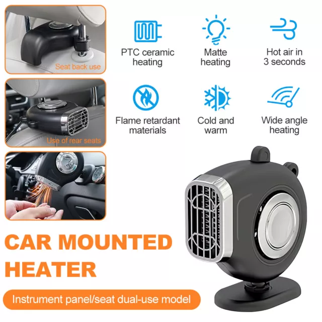 Portable 200W Electric Car Heater 12V DC Heating Fan Defogger Defroster Demister