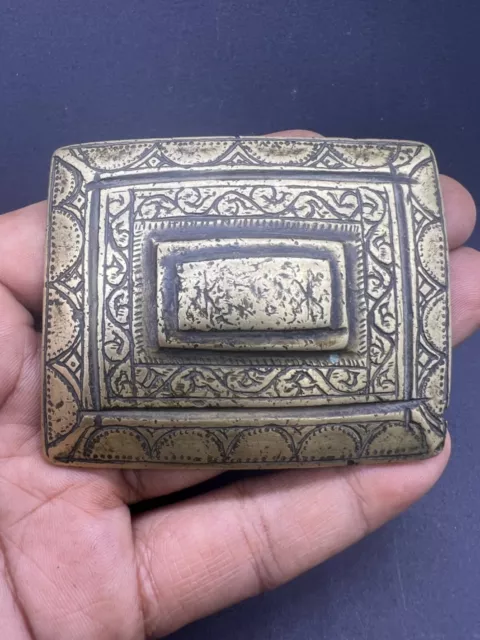 A Very Historical Old Ancient Islamic Era Bronze Belt Buckle With Engraving