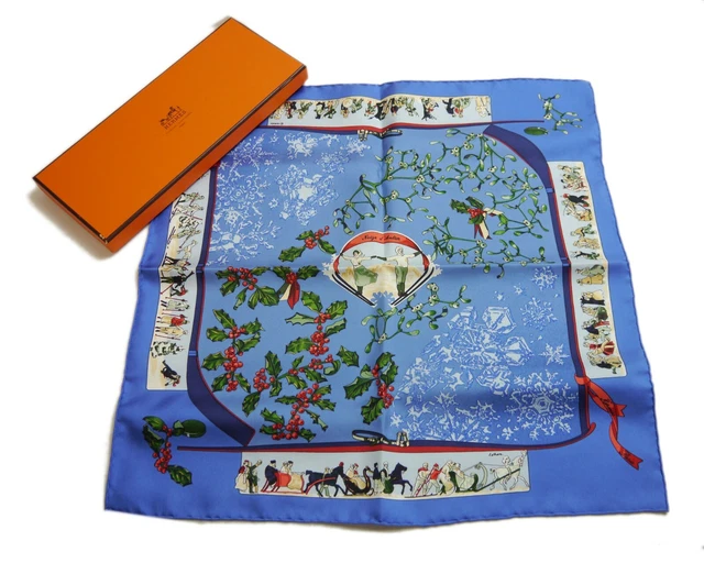 Écharpe Hermès Carré 45 - Les Triples De Paris - Soie Orange - Bon état