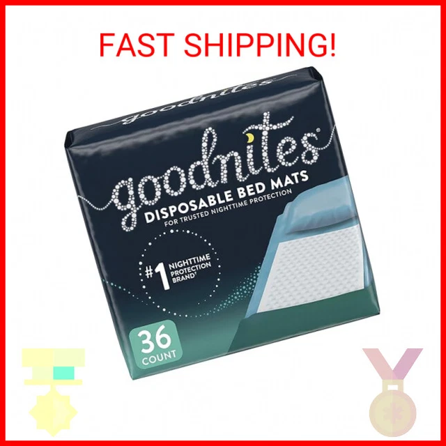 GOODNITES DISPOSABLE BED Pads/Bed Mats for Bedwetting, 2.4 x 2.8 ft, 36